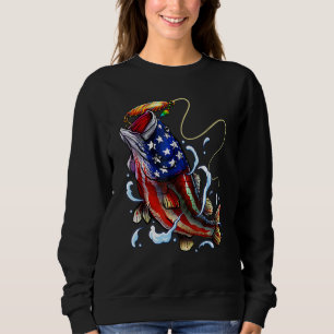 Bass Fishing Fish American Flag Vater Vierte Sweatshirt