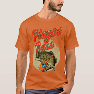 Bass Fishing Guitar Angling Fisherman Blac T-Shirt