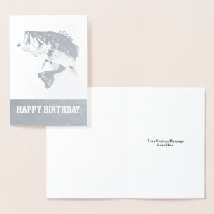 Bass Fishing Happy Birthday Männer Custom Fish Folienkarte