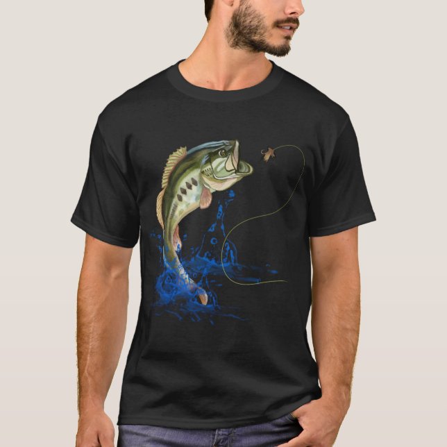 Bass Fishing Largemouth Jumping Fish T-Shirt (Vorderseite)