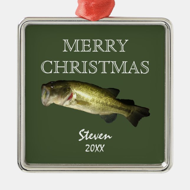Bass Fishing Merry Christmas Personalized Year Ornament Aus Metall (Vorne)