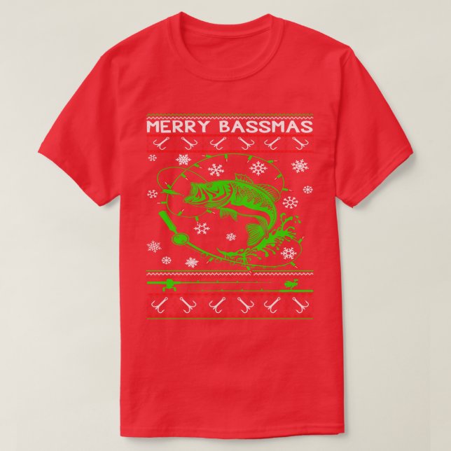 Bass Fishing Ugly Christmas Sweater T-Shirt (Design vorne)