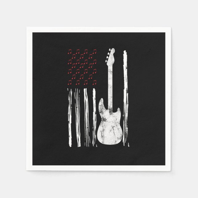 Bass Flag USA Gitarre Amerika Gitarrist Music Love Serviette (Vorderseite)