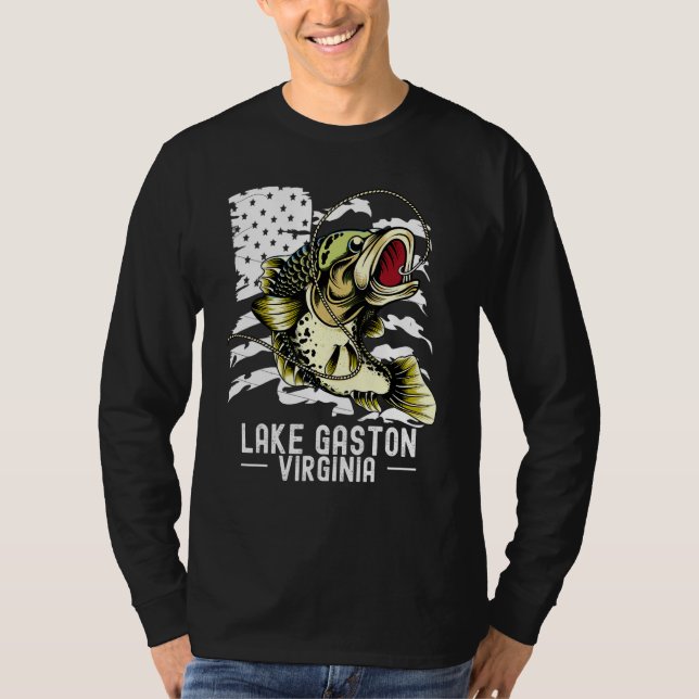 Bass Game Fishing Fisherman Lake Gaston Vir T-Shirt (Vorderseite)