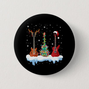 Bass Gitarre Weihnachtsmannmütze Rentideer Hippie Button