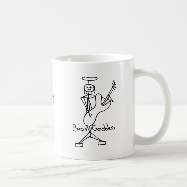 Bass-Göttin-Strichmännchen-weiblicher Bass-Spieler Kaffeetasse (Rechts)