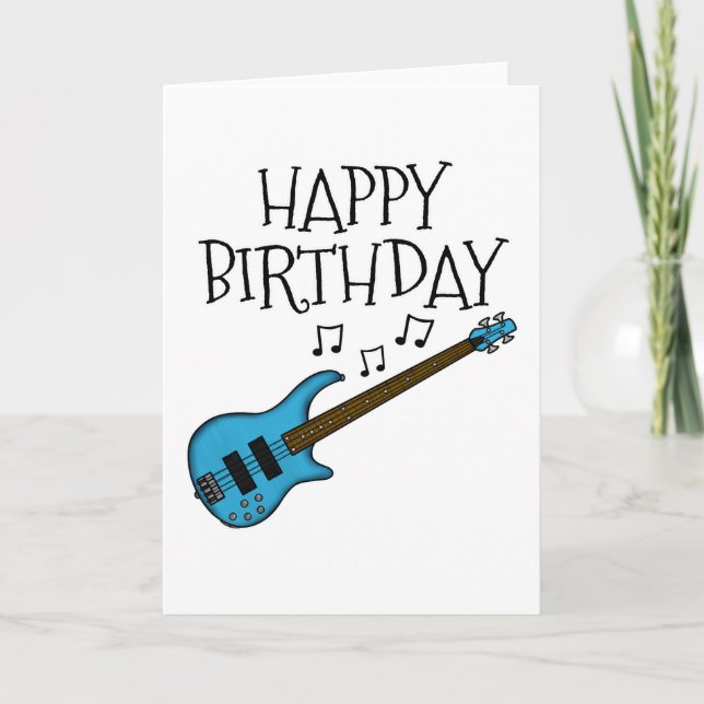 Bass Guitar Birthday Card Bassist Musiker Dankeskarte (Vorderseite)