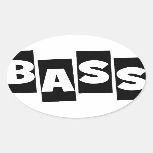 Bass Guitar Black klopfen Textdesign aus Ovaler Aufkleber