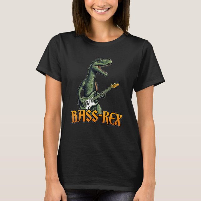 Bass Guitar Dinosaur Rex Bassist  Graphic T-Shirt (Vorderseite)