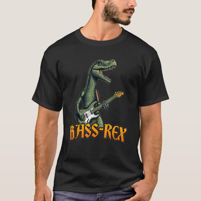 Bass Guitar Dinosaur Rex Bassist  Graphic T-Shirt (Vorderseite)