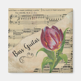 Bass Guitar Elegante Tulip Vintage Noten Magnet