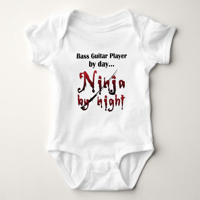 Bass Guitar Ninja Baby Strampler (Vorderseite)
