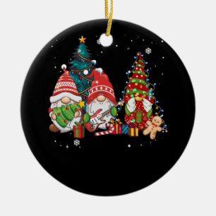 Bass Guitar Player Gnomes Funny Christmas Tree Lig Keramik Ornament