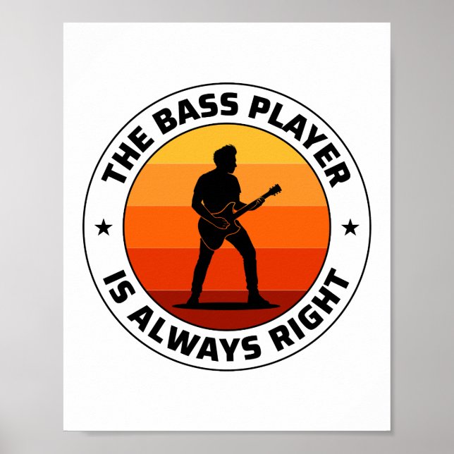 Bass Guitar Player Music Musician Bassist Retro Poster (Vorne)
