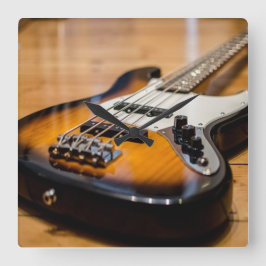 Bass Guitar Quadratische Wanduhr