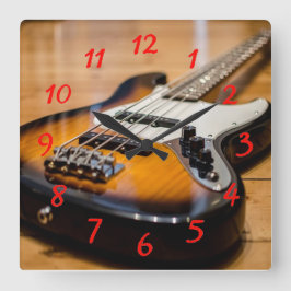 Bass Guitar Quadratische Wanduhr
