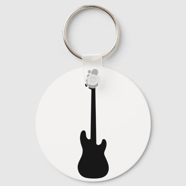 Bass Guitar Silhouette, Musikinstrument Schlüsselanhänger (Vorderseite)
