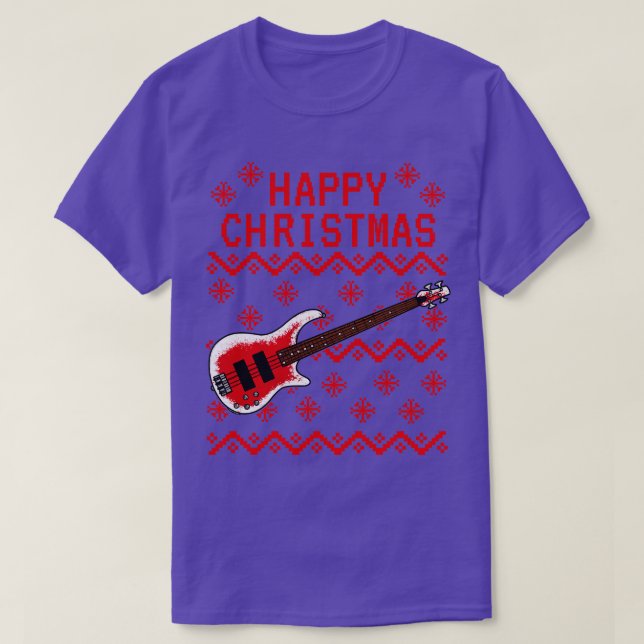 Bass Guitar Ugly Christmas Bassist Musiker T-Shirt (Design vorne)