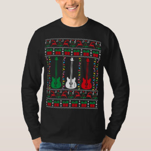 Bass Guitar Ugly Christmas Sweater Guitar Player X T-Shirt