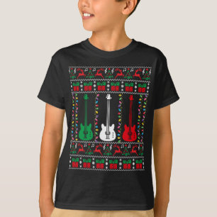 Bass Guitar Ugly Christmas Sweater Guitar Player X T-Shirt