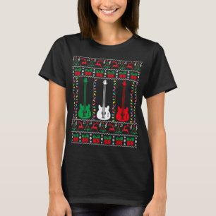 Bass Guitar Ugly Christmas Sweater Guitar Player X T-Shirt