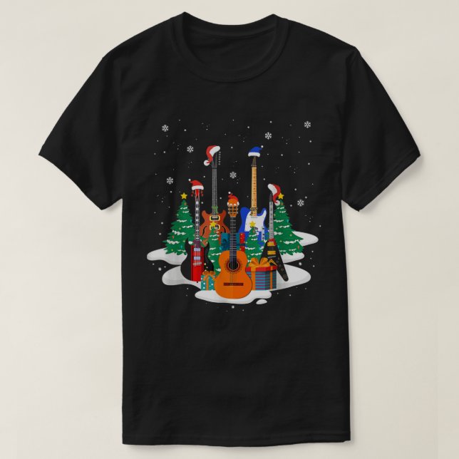 Bass Guitar Weihnachtsmannmütze Guitar Lover Weihn T-Shirt (Design vorne)
