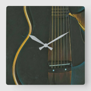 Bass guitarist gift quadratische wanduhr