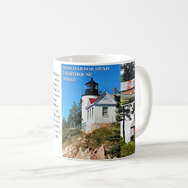 Bass-Hafen-Kopf-Leuchtturm, Maine-Tasse Kaffeetasse (VorderseiteRechts)