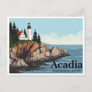 Bass Harbor Head Leuchtturm Vintage Postkarte