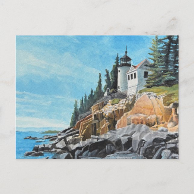 Bass Harbor Leuchtturm Postkarte (Vorderseite)