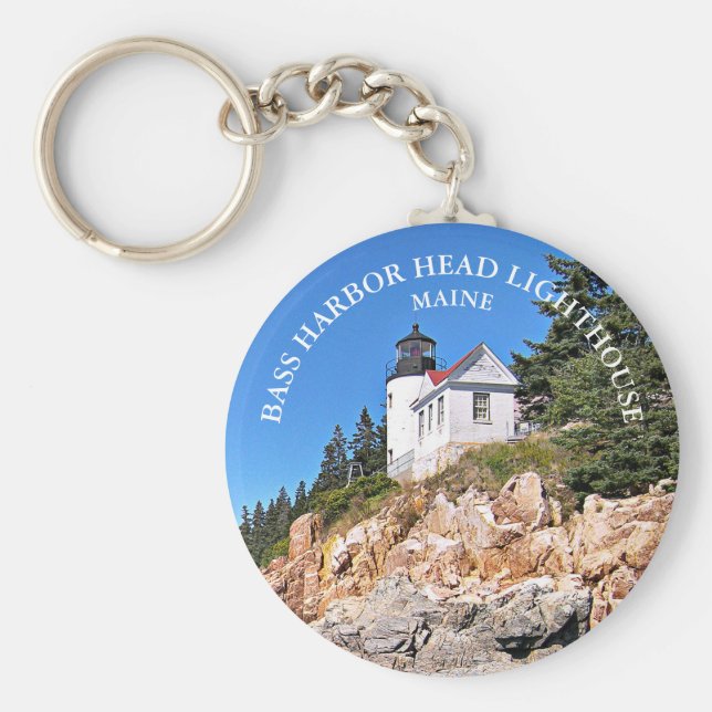 Bass Harbour Head Lighthouse, Maine Keyring Schlüsselanhänger (Vorne)