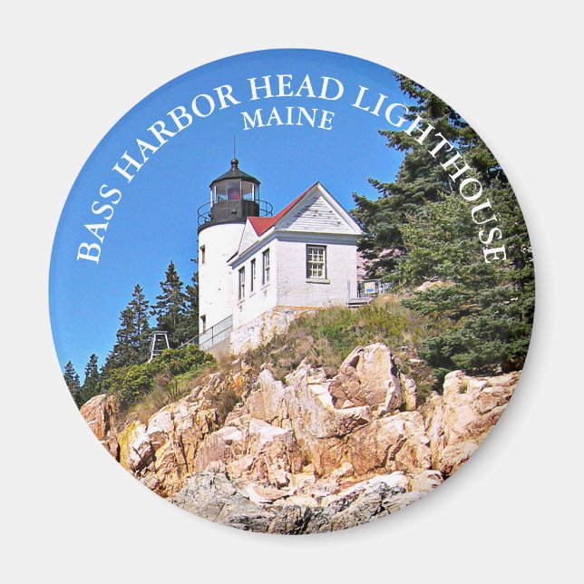 Bass Harbour Head Lighthouse, Maine Round Magnet (Vorne)