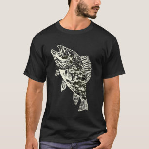 Bass Illustration Angeln Natur Abenteuer T-Shirt