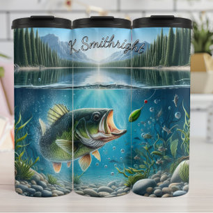Bass in Kristallgewässern Thermosbecher