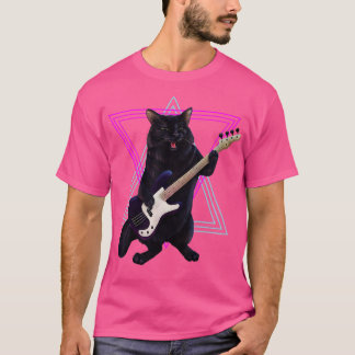 Bass Kitty Cat spielt Bass Gitarre Rock und r T-Shirt