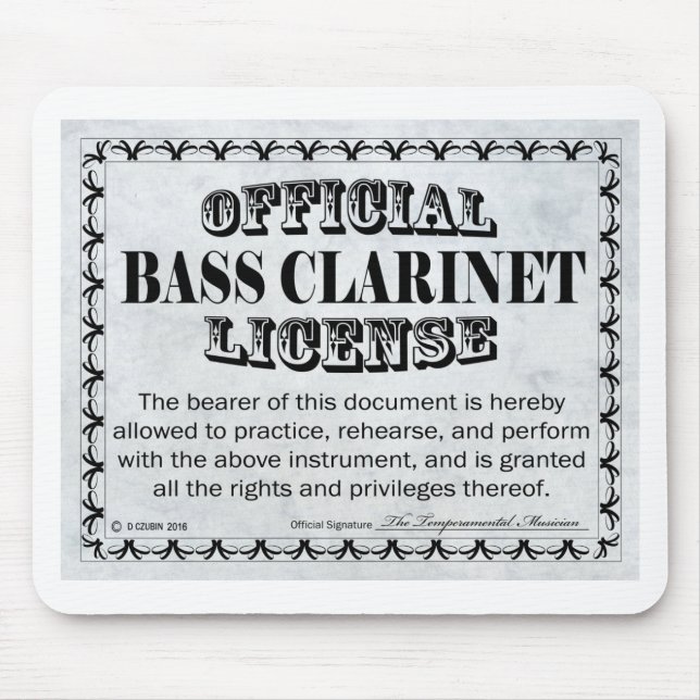 Bass Klarinettenlizenz Mousepad (Vorne)