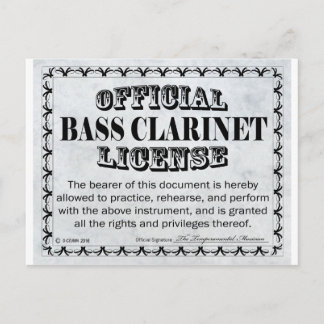 Bass Klarinettenlizenz Postkarte