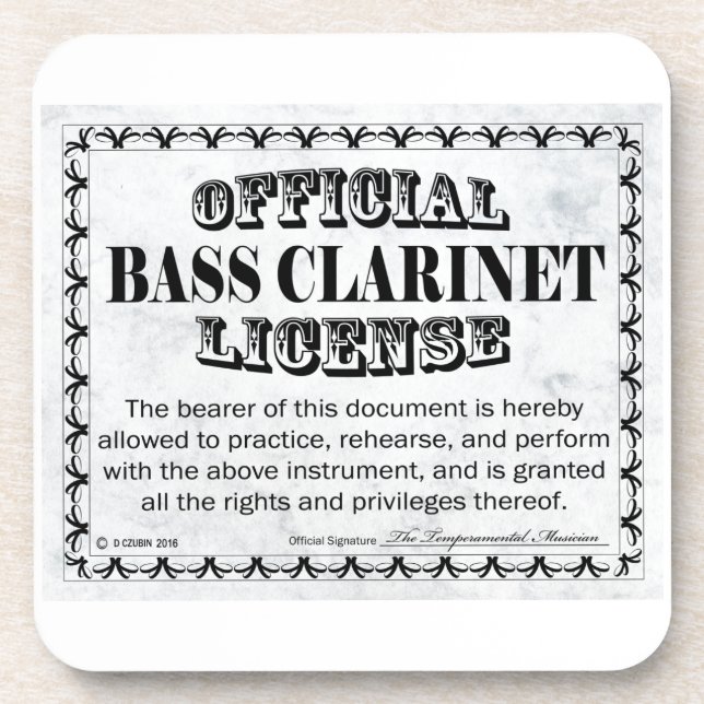 Bass Klarinettenlizenz Untersetzer (Vorderseite)