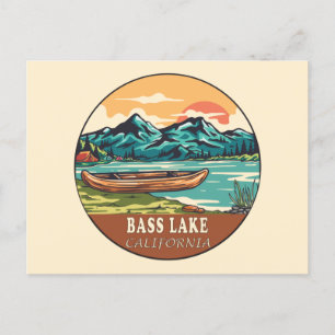 Bass Lake California Wasserfischen Emblem Postkarte