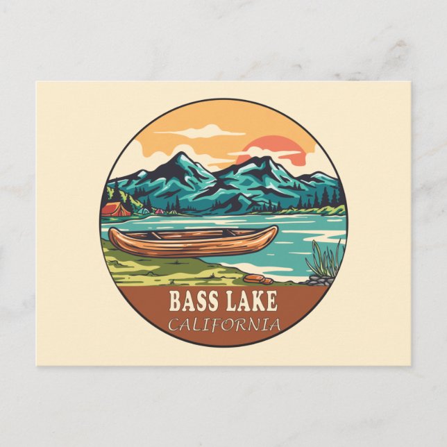 Bass Lake California Wasserfischen Emblem Postkarte (Vorderseite)