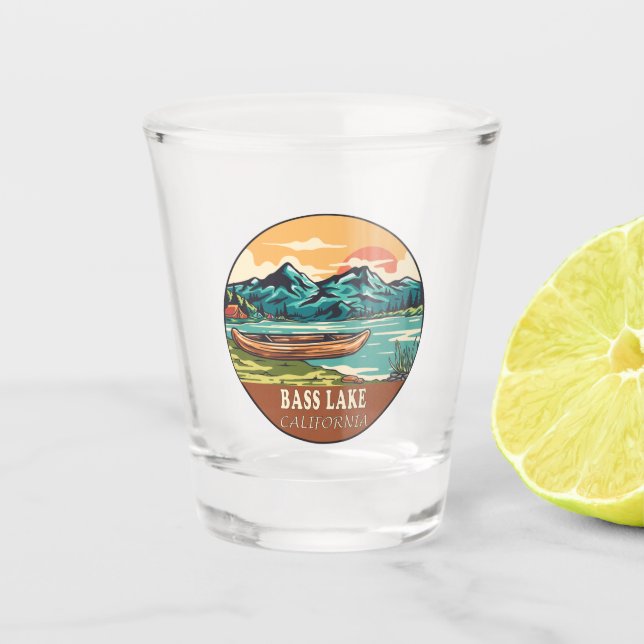 Bass Lake California Wasserfischen Emblem Schnapsglas (Vorderseite)