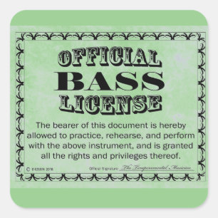 Bass License Square Aufkleber