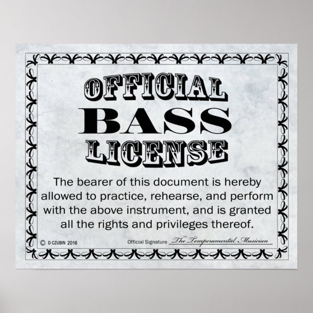 Bass-Lizenz Poster (Vorne)