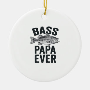 Bass Papa Ever Vintage Fishing Dad Shirt Design_1 Keramik Ornament