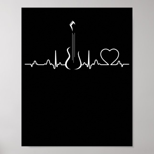 Bass Player Bass Guitar Heartbeat Musikinstrument Poster (Vorne)