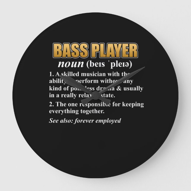 Bass Player Definition Gitarre Musiker Graph Große Wanduhr (Vorderseite)