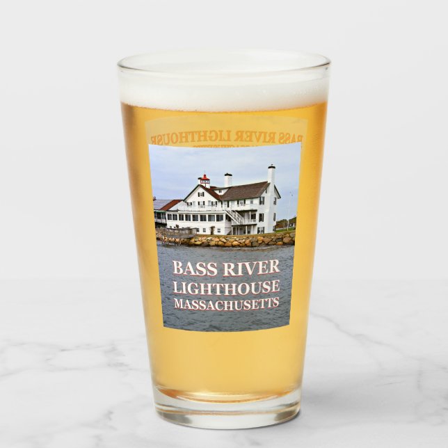 Bass River Lighthouse, Massachusetts Pint Glass Glas (Vorne (Gefüllt))