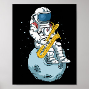 Bass Saxophon Player Astronaut Musiker Saxophon Poster