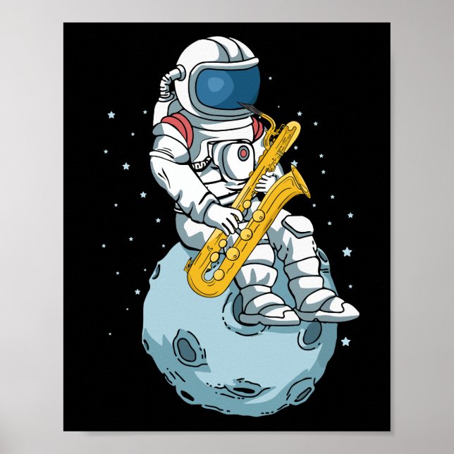 Bass Saxophon Player Astronaut Musiker Saxophon Poster (Vorne)