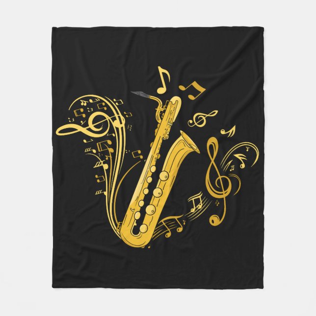 Bass Saxophone Player Orchestra Bass Saxophon Fleecedecke (Vorderseite)